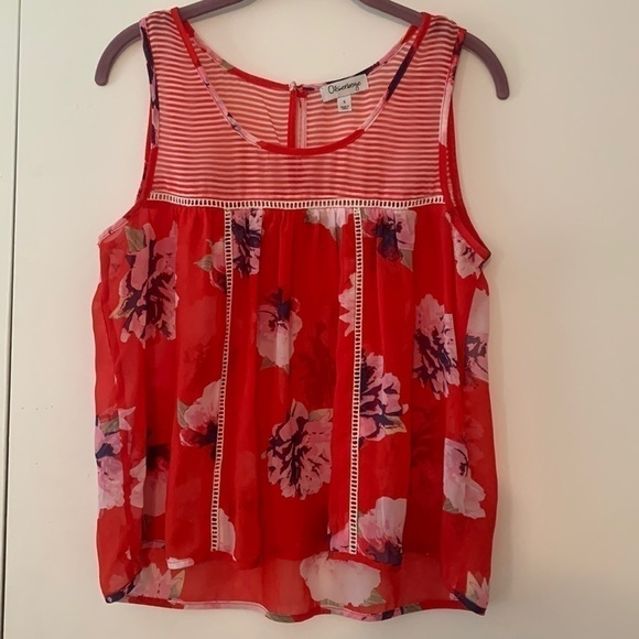 𝅺olsenboye Boho Sleeveless Blouse Striped Floral Red Women’s S - Picture 1 of 7
